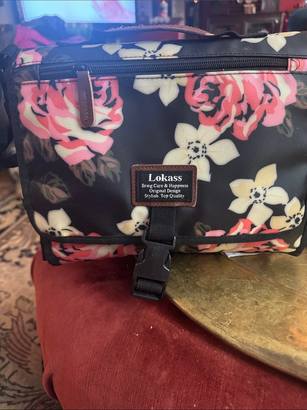 Floral Kids Toiletry Bag in Black and Pink